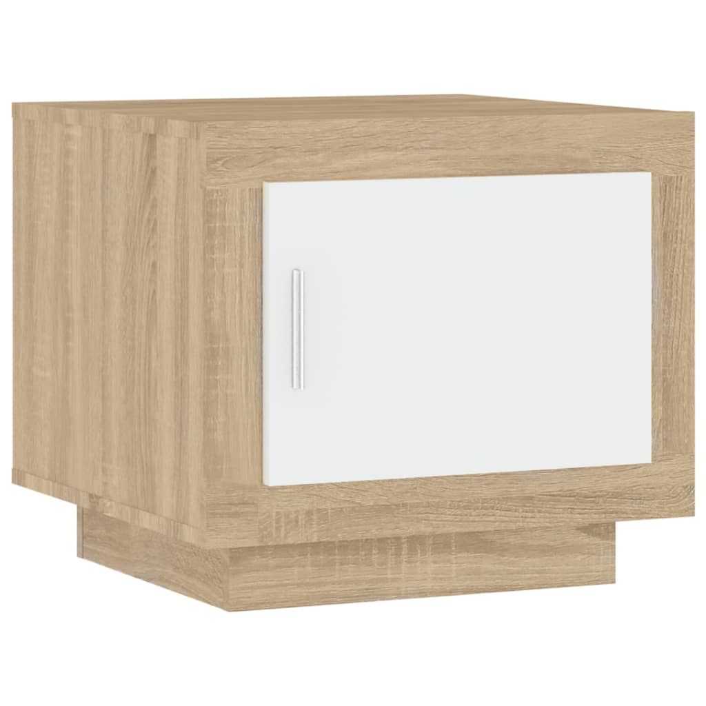 Table basse blanc et chêne sonoma 51x50x45 cm bois d’ingénierie - Tables basses