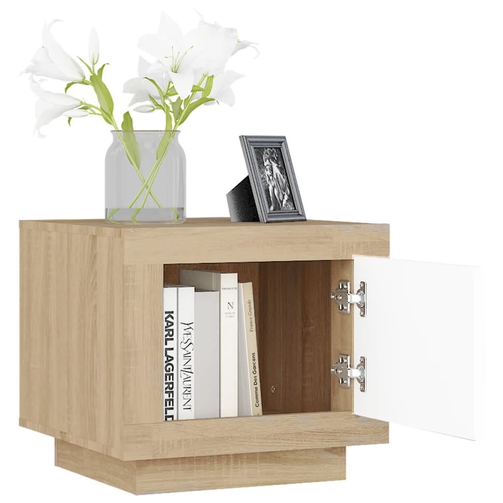 Table basse blanc et chêne sonoma 51x50x45 cm bois d’ingénierie - Tables basses