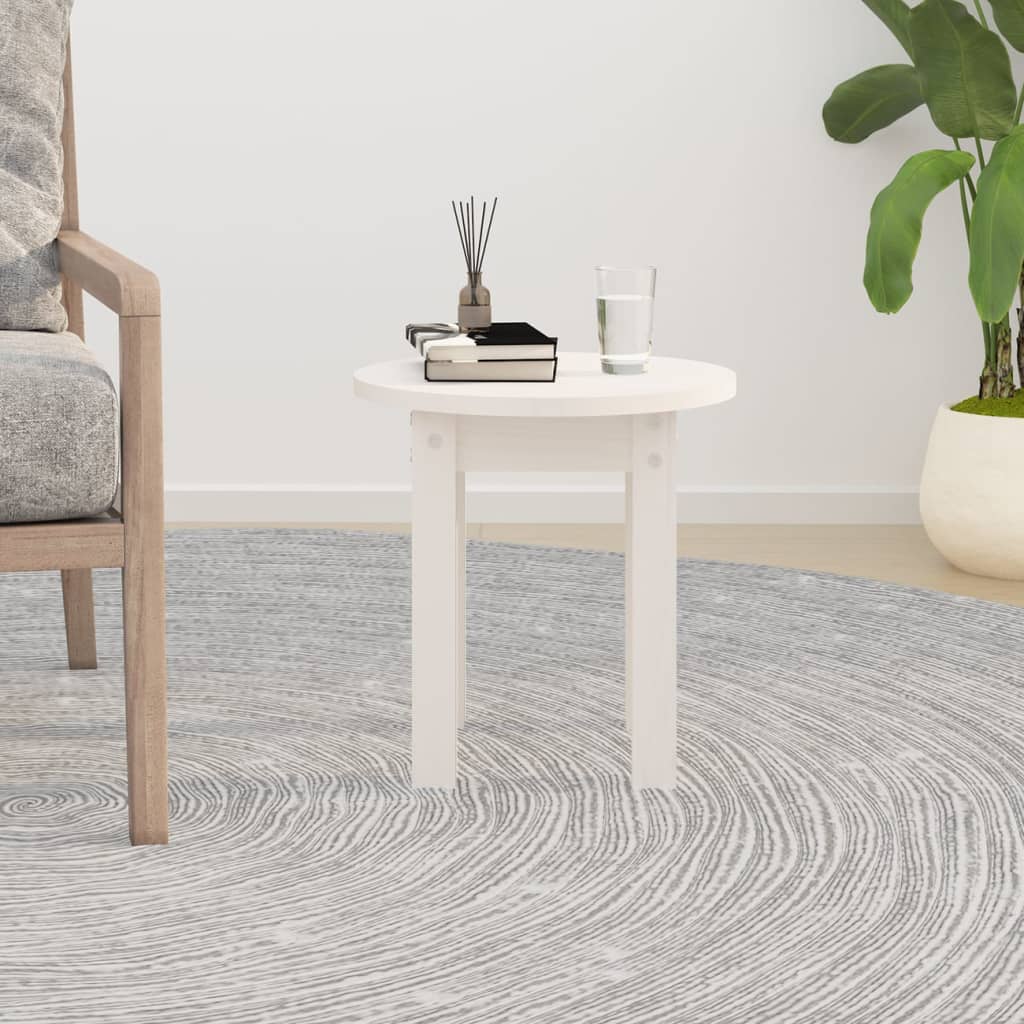 Table basse Blanc Ø 35x35 cm Bois massif de pin - Tables basses