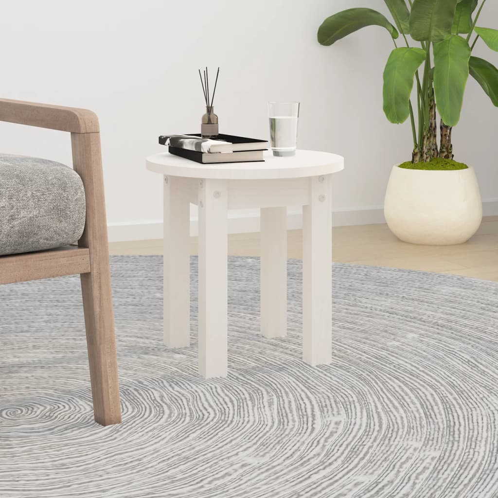 Table basse Blanc Ø 35x35 cm Bois massif de pin - Tables basses