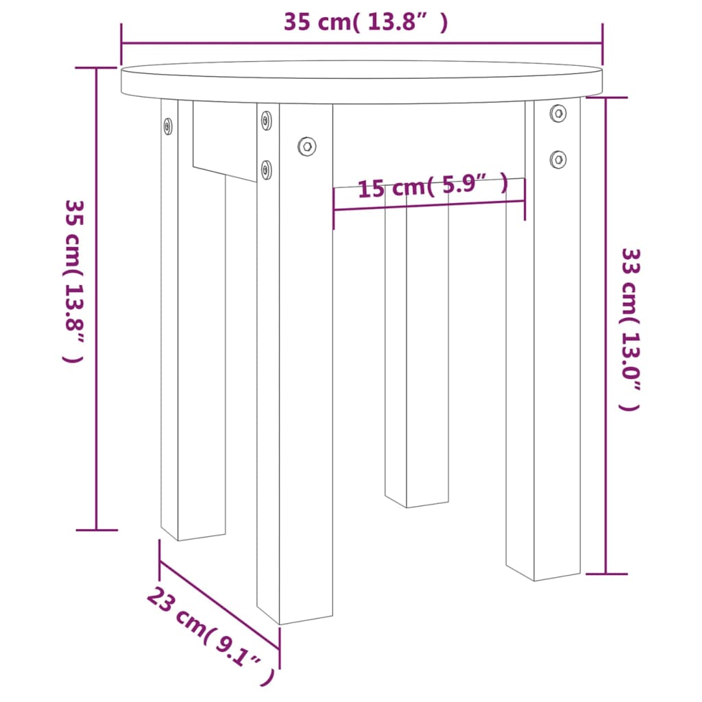Table basse Blanc Ø 35x35 cm Bois massif de pin - Tables basses