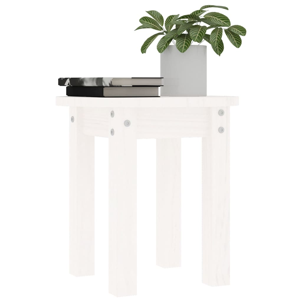 Table basse Blanc Ø 35x35 cm Bois massif de pin - Tables basses