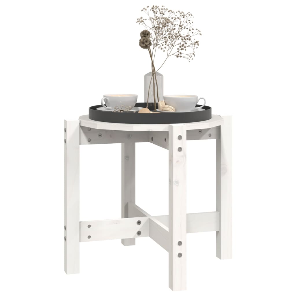 Table basse Blanc Ø 52,5x45 cm Bois massif de pin - Tables basses