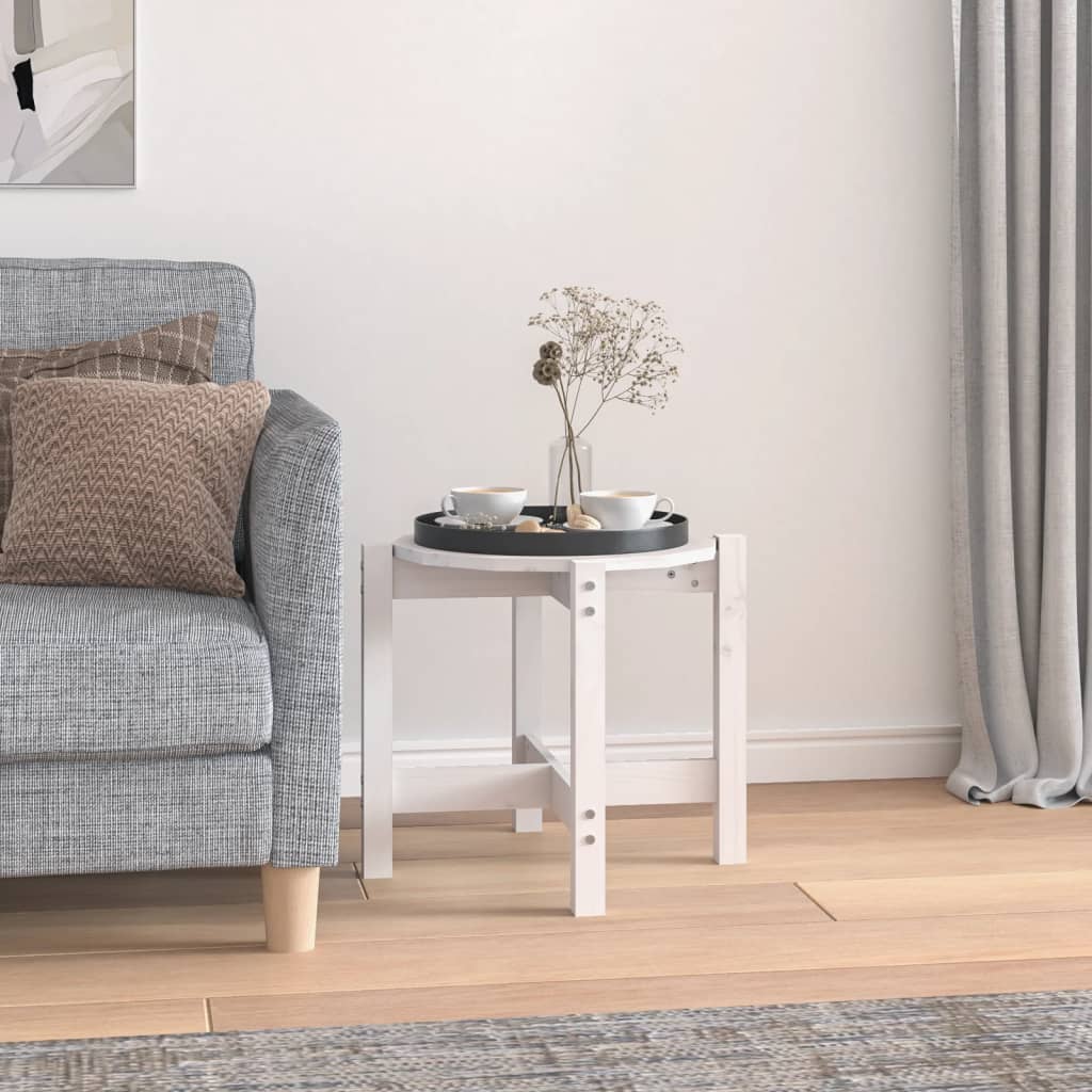 Table basse Blanc Ø 52,5x45 cm Bois massif de pin - Tables basses