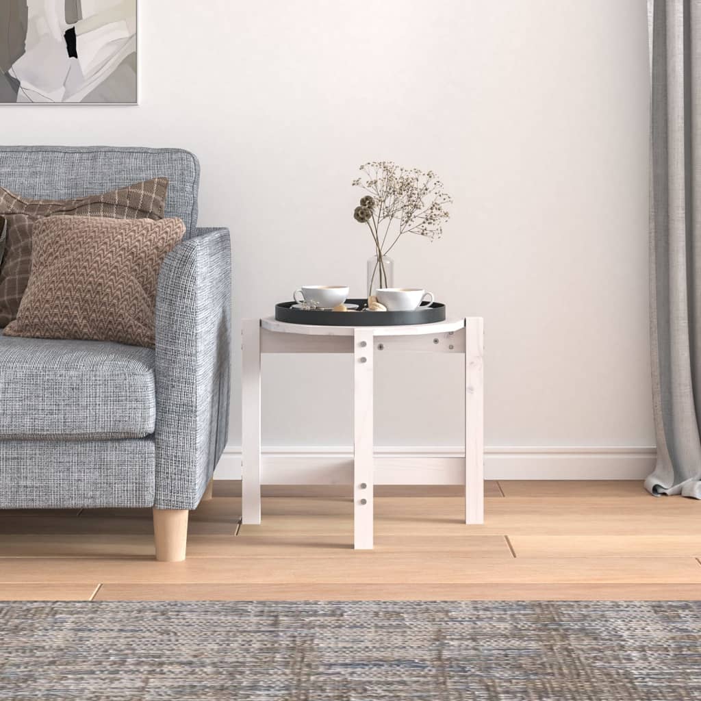Table basse Blanc Ø 52,5x45 cm Bois massif de pin - Tables basses