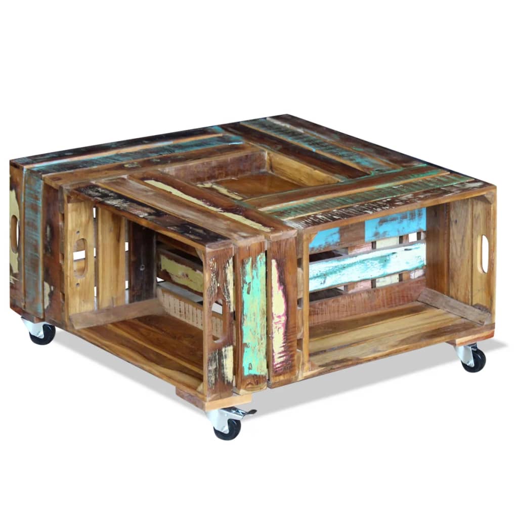 Table basse Bois de récupération massif 70x70x35 cm - Tables basses