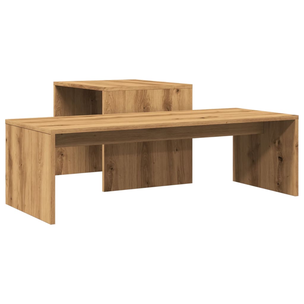 Table basse chêne artisanal 100x48x40 cm bois d’ingénierie - Tables basses