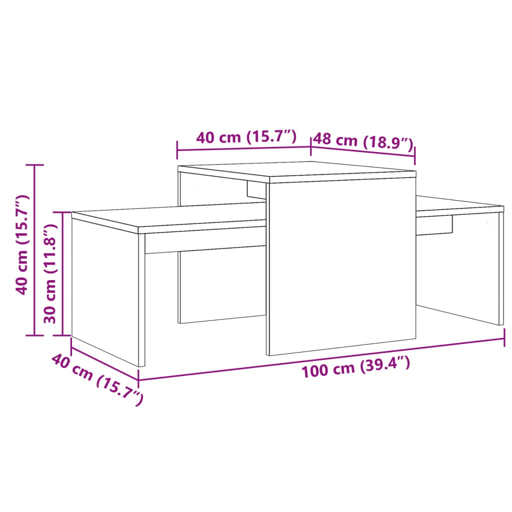 Table basse chêne artisanal 100x48x40 cm bois d’ingénierie - Tables basses