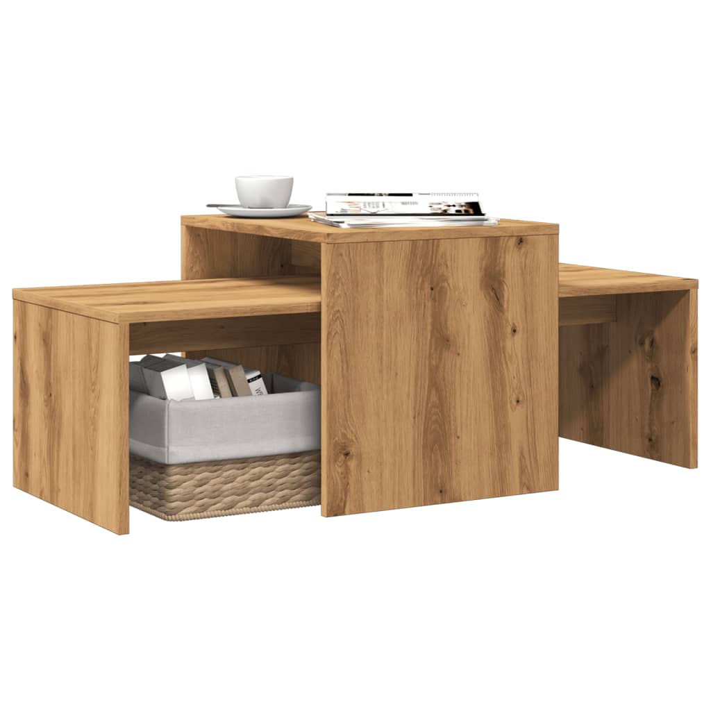 Table basse chêne artisanal 100x48x40 cm bois d’ingénierie - Tables basses