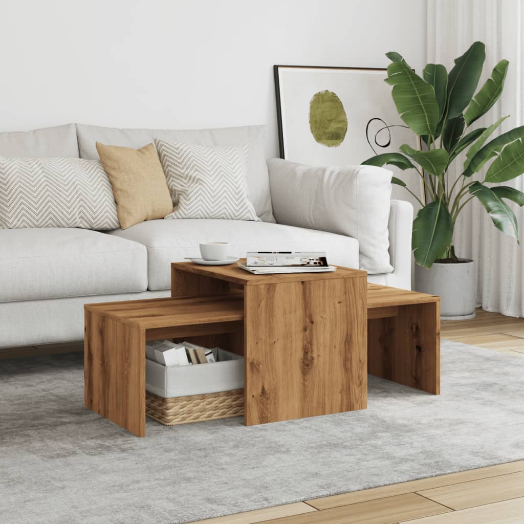 Table basse chêne artisanal 100x48x40 cm bois d’ingénierie - Tables basses