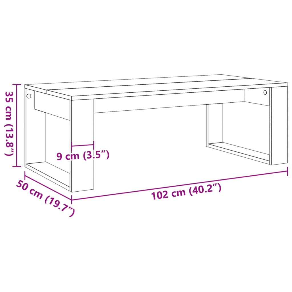 Table basse chêne artisanal 102x50x35 cm bois d’ingénierie - Tables basses