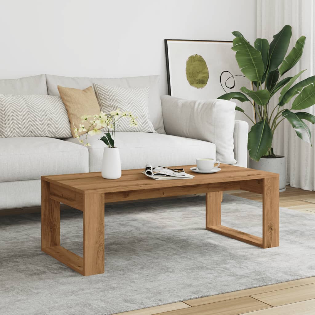 Table basse chêne artisanal 102x50x35 cm bois d’ingénierie - Tables basses