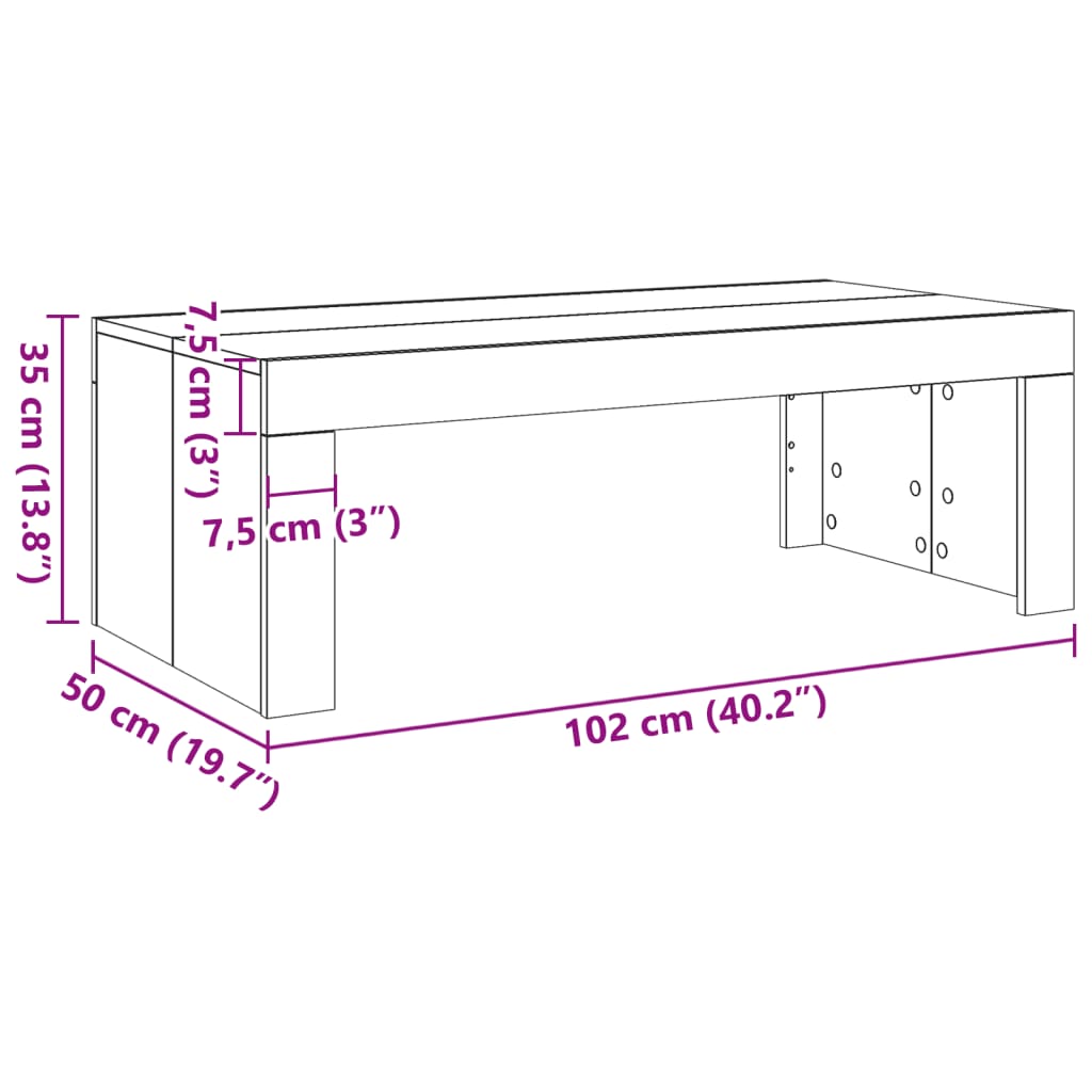 Table basse chêne artisanal 102x50x35 cm bois d’ingénierie - Tables basses