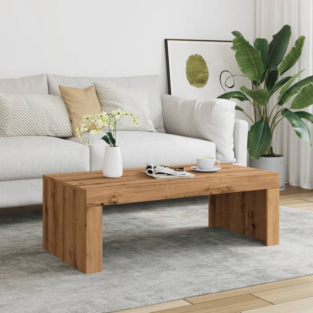 Table basse chêne artisanal 102x50x35 cm bois d’ingénierie - Tables basses