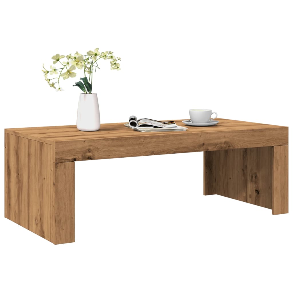Table basse chêne artisanal 102x50x35 cm bois d’ingénierie - Tables basses