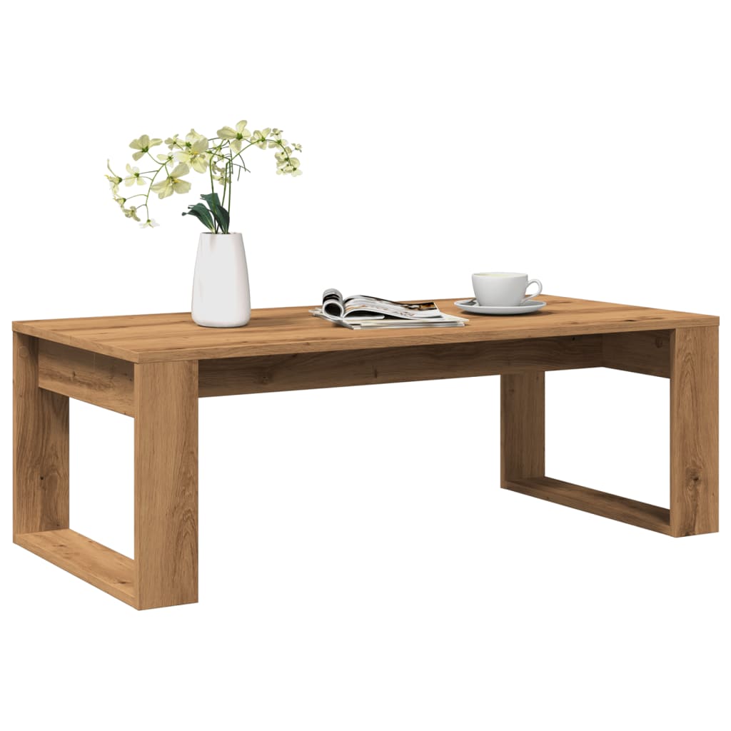 Table basse chêne artisanal 102x50x35 cm bois d’ingénierie - Tables basses