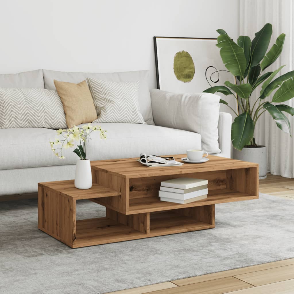Table basse chêne artisanal 105x55x32 cm bois d’ingénierie - Tables basses
