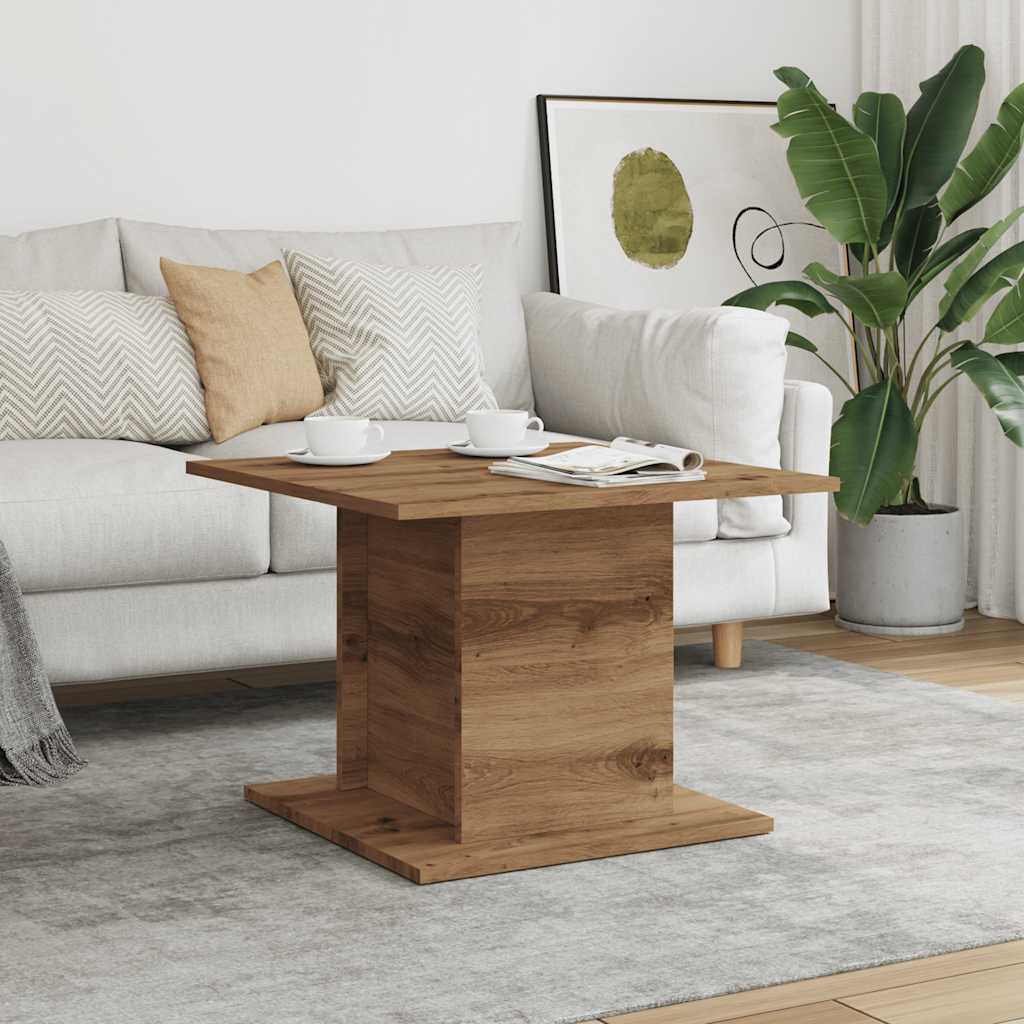 Table basse chêne artisanal 55,5x55,5x40 cm bois d’ingénierie - Tables basses