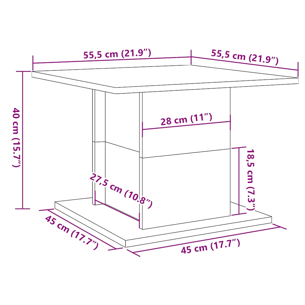 Table basse chêne artisanal 55,5x55,5x40 cm bois d’ingénierie - Tables basses