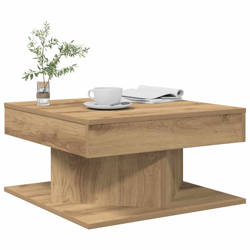Table basse chêne artisanal 55x55x30 cm bois d’ingénierie - Tables basses