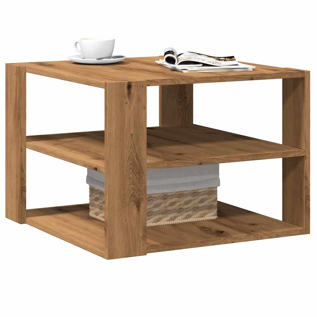 Table basse chêne artisanal 58x58x40 cm bois d’ingénierie - Tables basses