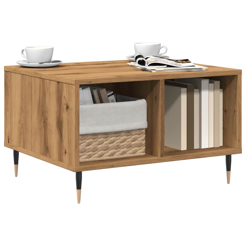 Table basse chêne artisanal 60x50x36,5 cm bois d’ingénierie - Tables basses