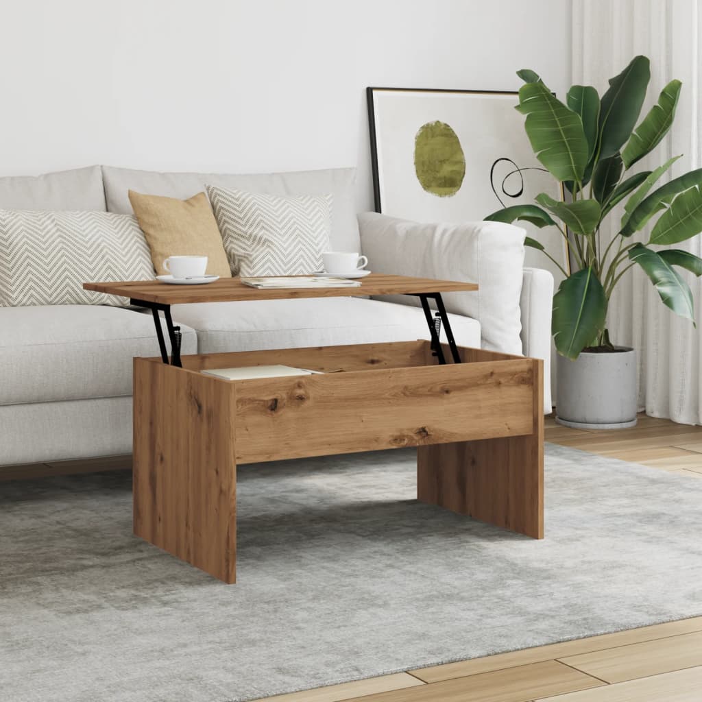 Table basse chêne artisanal 80x50,5x41,5 cm bois d’ingénierie - Tables basses