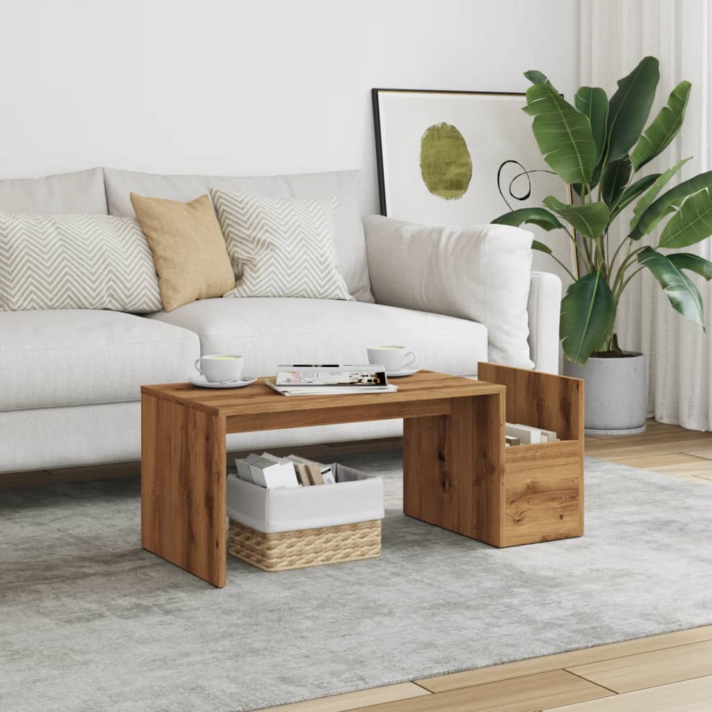 Table basse chêne artisanal 90x45x35 cm bois d’ingénierie - Tables basses