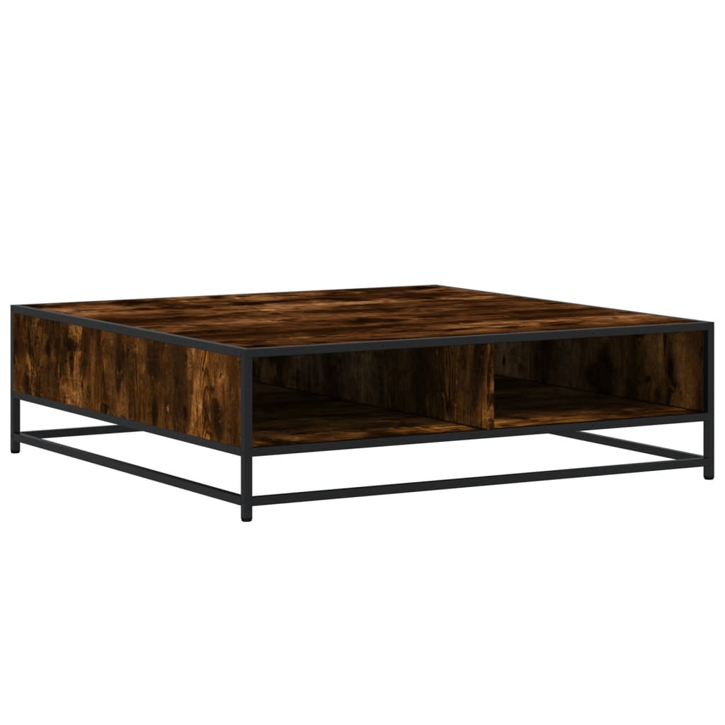 Table basse chêne fumé 100x100x30 cm bois d’ingénierie et métal - Tables basses
