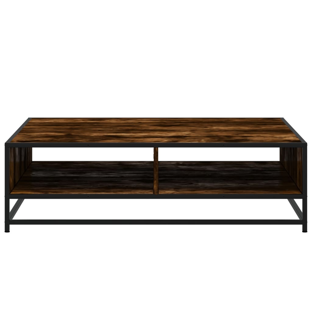 Table basse chêne fumé 100x100x30 cm bois d’ingénierie et métal - Tables basses