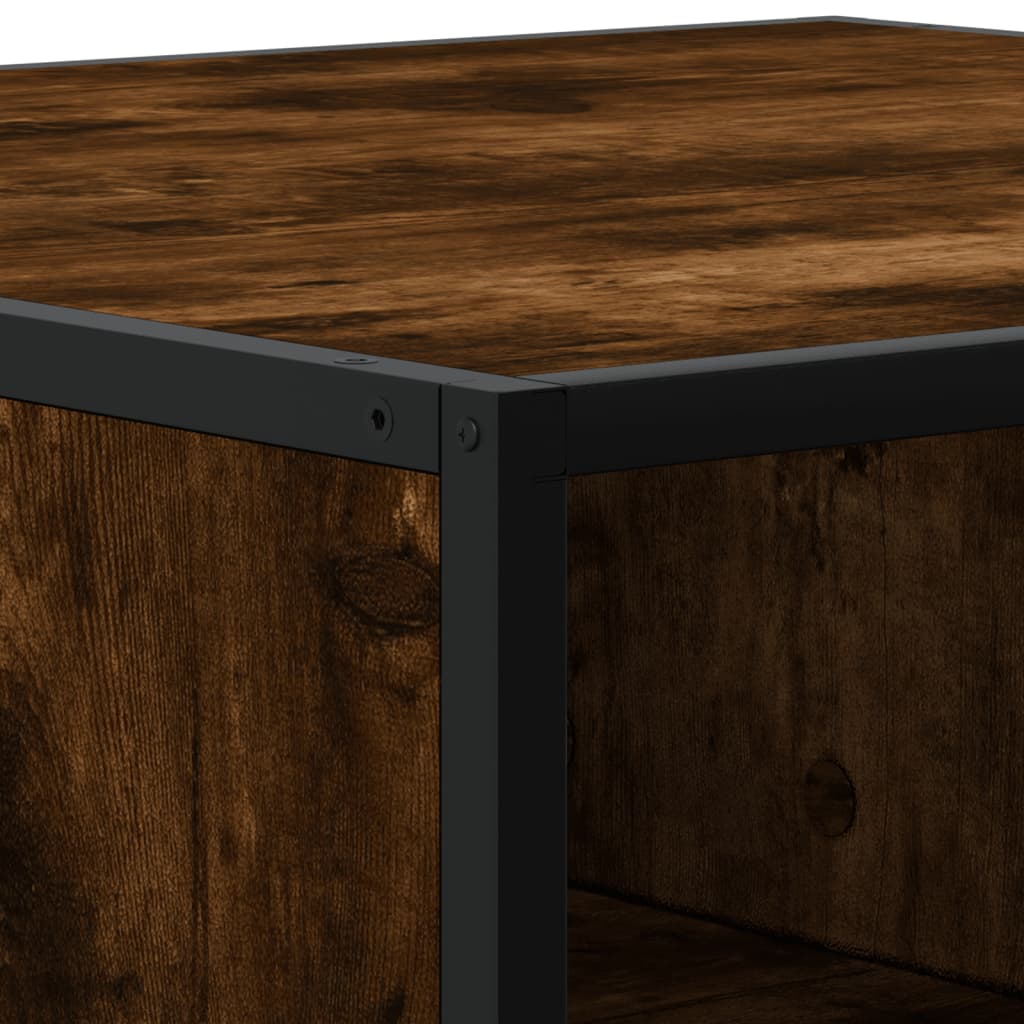 Table basse chêne fumé 100x100x30 cm bois d’ingénierie et métal - Tables basses