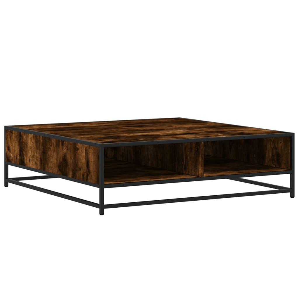 Table basse chêne fumé 100x100x30 cm bois d’ingénierie et métal - Tables basses