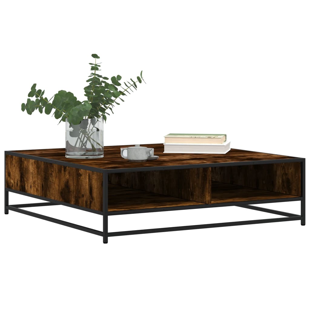 Table basse chêne fumé 100x100x30 cm bois d’ingénierie et métal - Tables basses