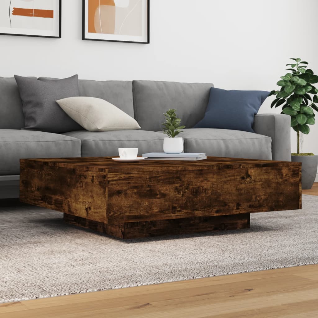 Table basse chêne fumé 100x100x31 cm bois d’ingénierie - Tables basses