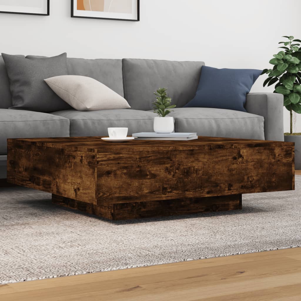 Table basse chêne fumé 100x100x31 cm bois d’ingénierie - Tables basses
