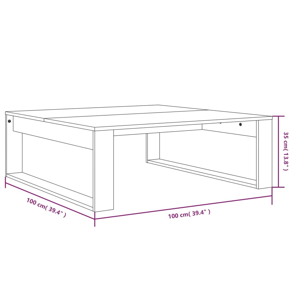 Table basse Chêne fumé 100x100x35 cm Bois d’ingénierie - Tables basses
