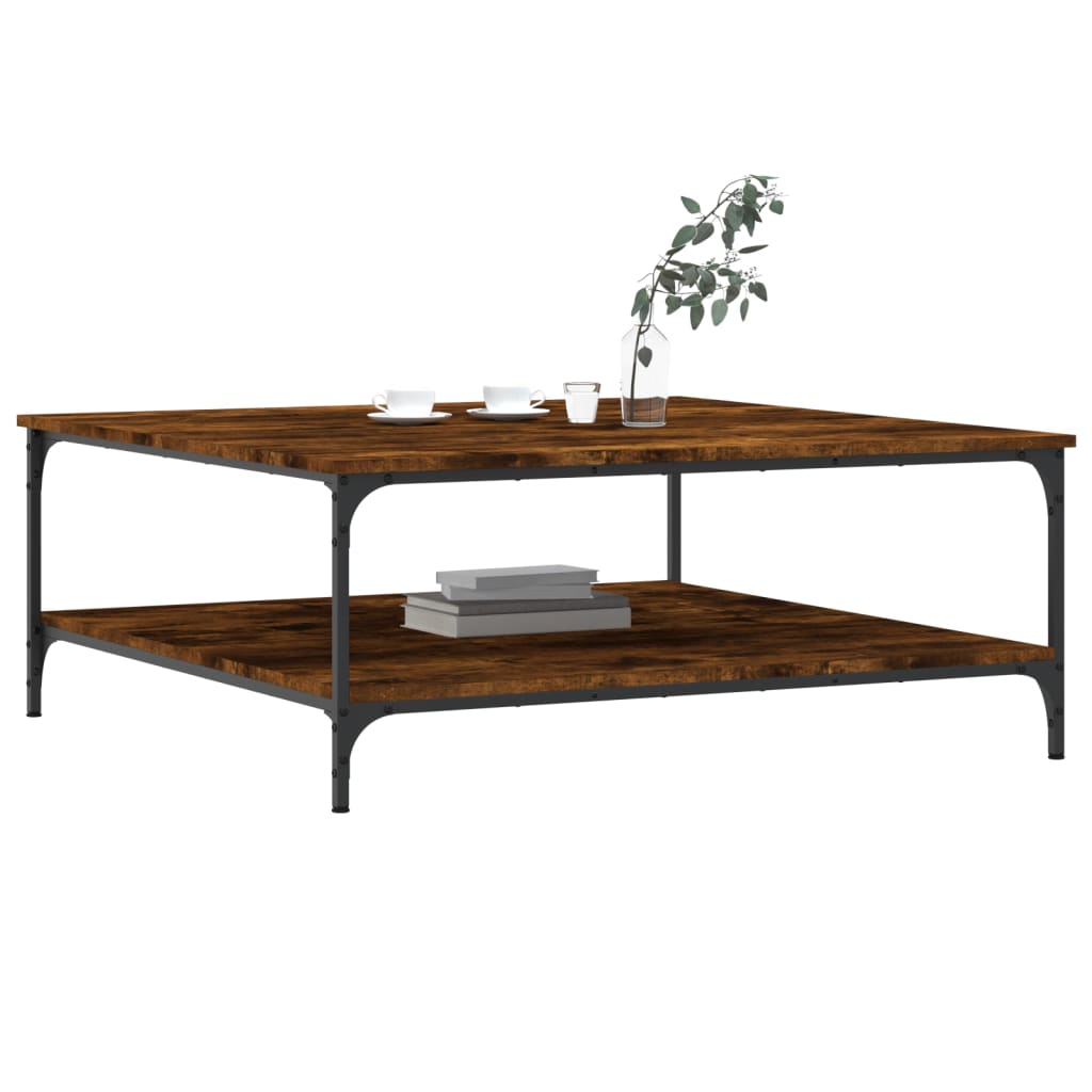Table basse chêne fumé 100x100x40 cm bois d’ingénierie - Tables basses