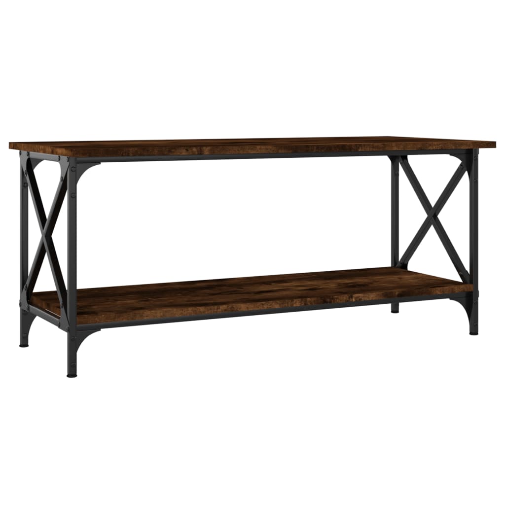 Table basse Chêne fumé 100x45x45 cm Bois d’ingénierie et fer - Tables basses