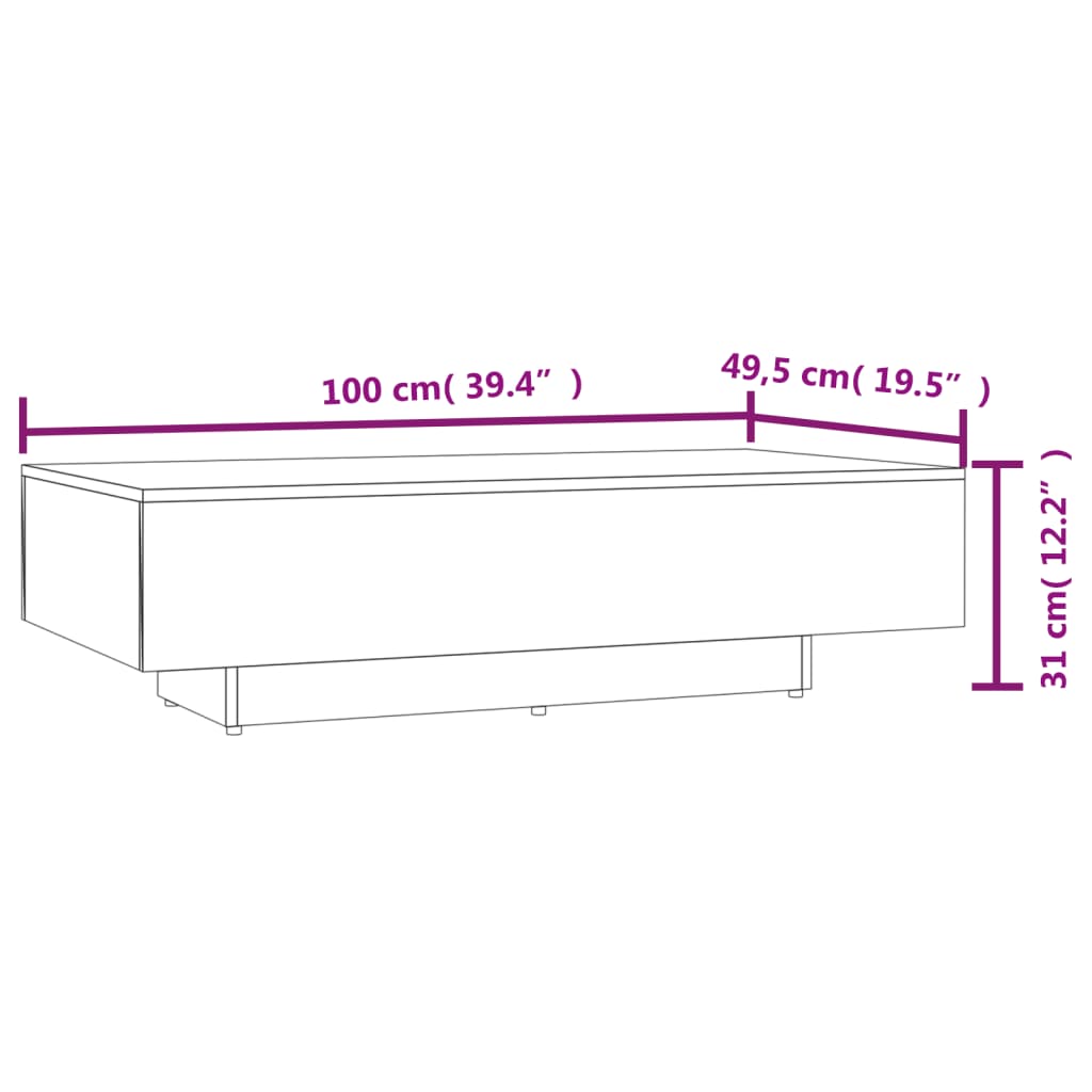 Table basse chêne fumé 100x49,5x31 cm bois d’ingénierie - Tables basses