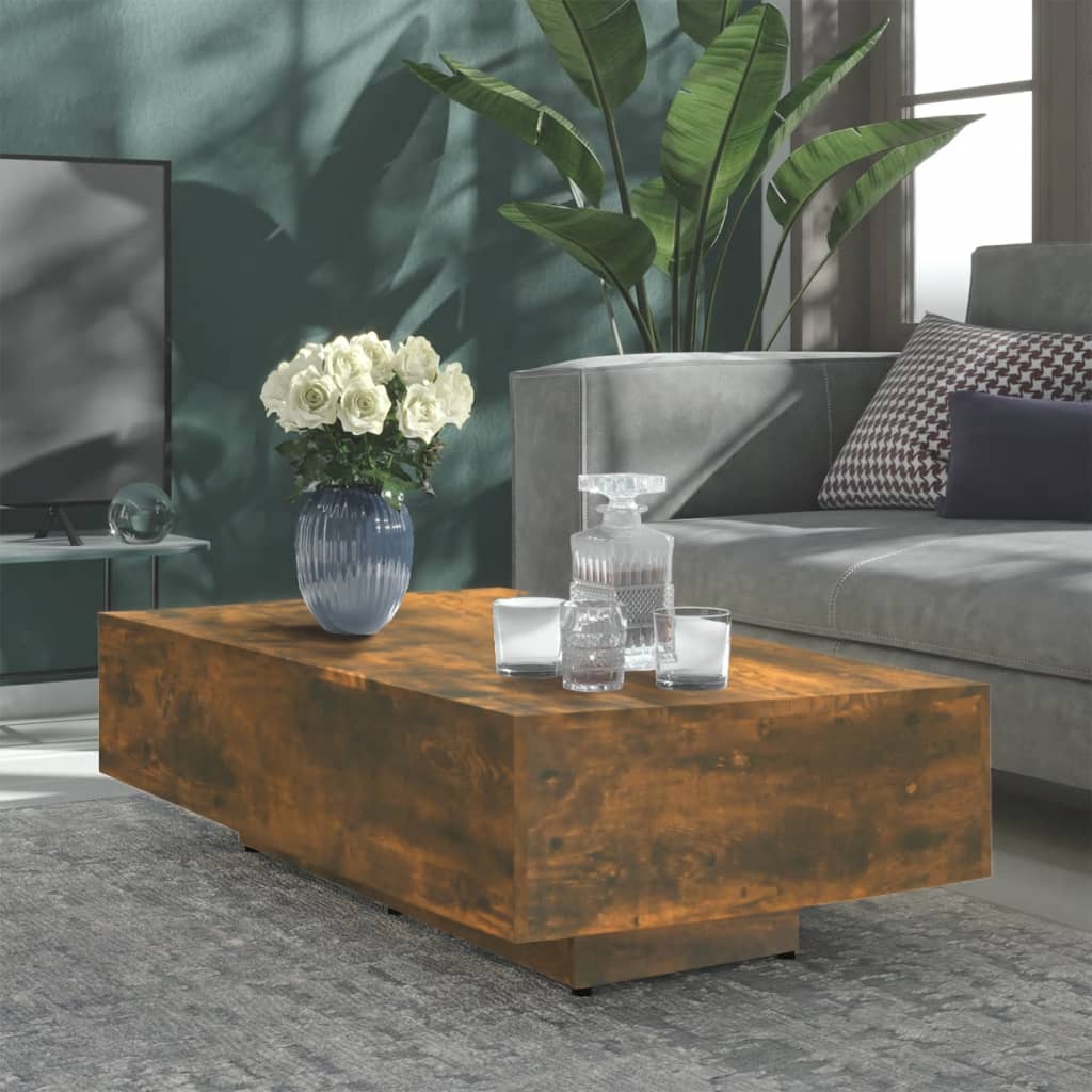 Table basse chêne fumé 100x49,5x31 cm bois d’ingénierie - Tables basses