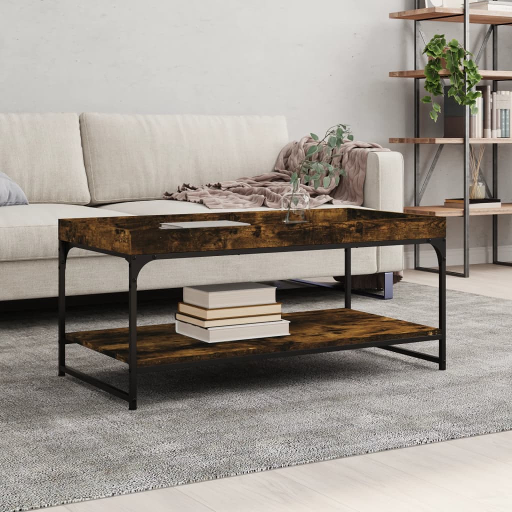 Table basse chêne fumé 100x49x45 cm bois d’ingénierie - Tables basses