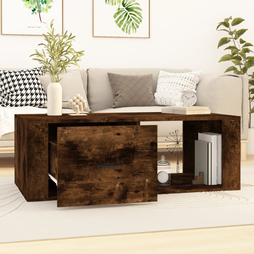 Table basse Chêne fumé 100x50,5x35 cm Bois d’ingénierie - Tables basses