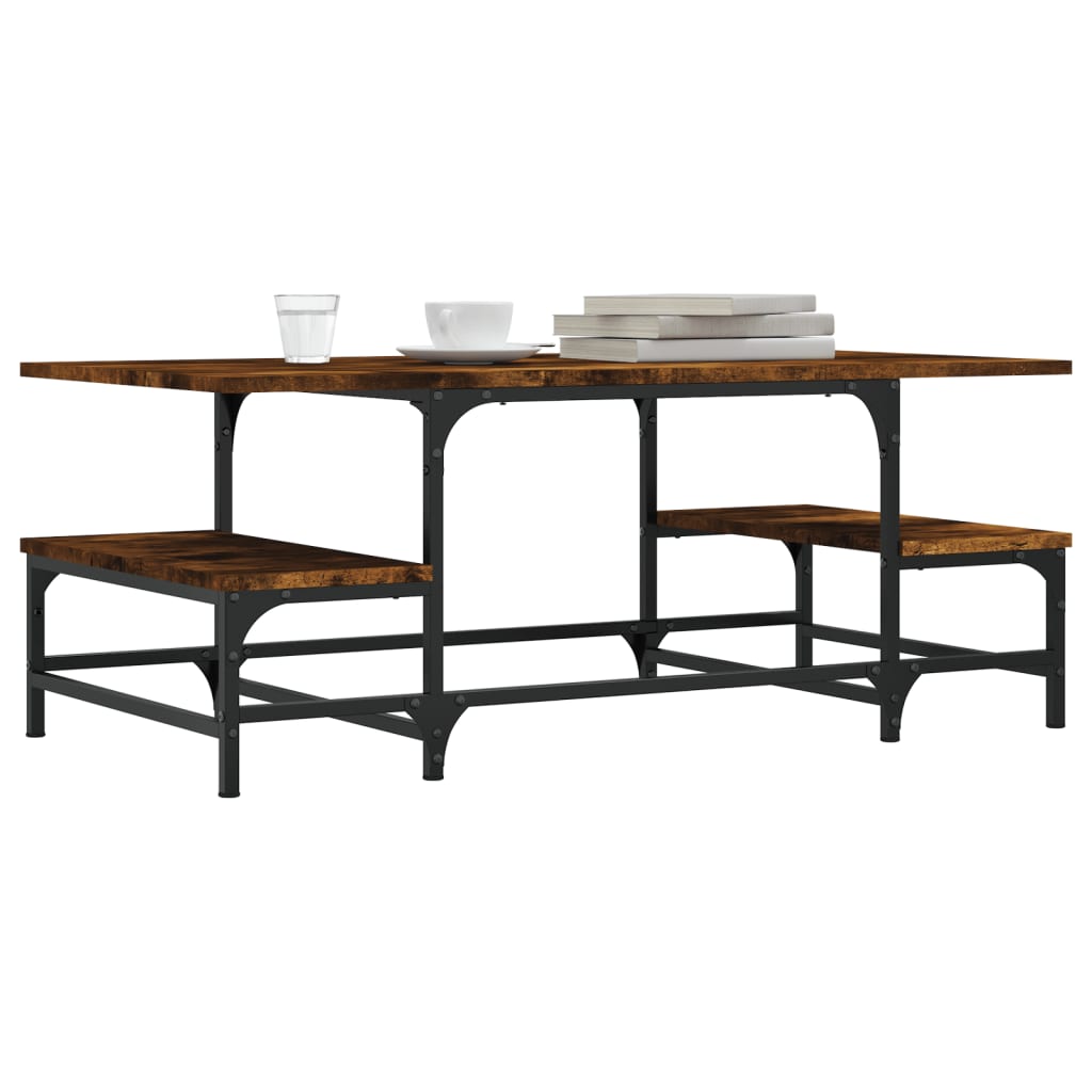 Table basse chêne fumé 100x50,5x40 cm bois d’ingénierie - Tables basses
