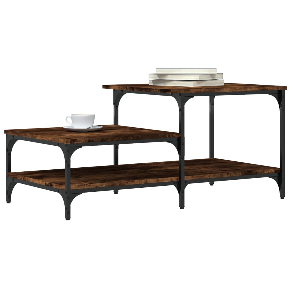 Table basse chêne fumé 100x50,5x45 cm bois d’ingénierie - Tables basses