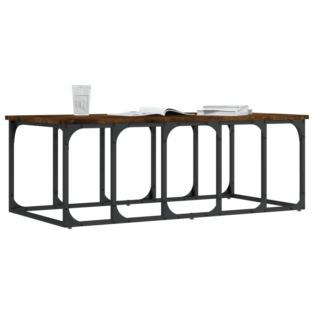 Table basse chêne fumé 100x50x35,5 cm bois d’ingénierie - Tables basses
