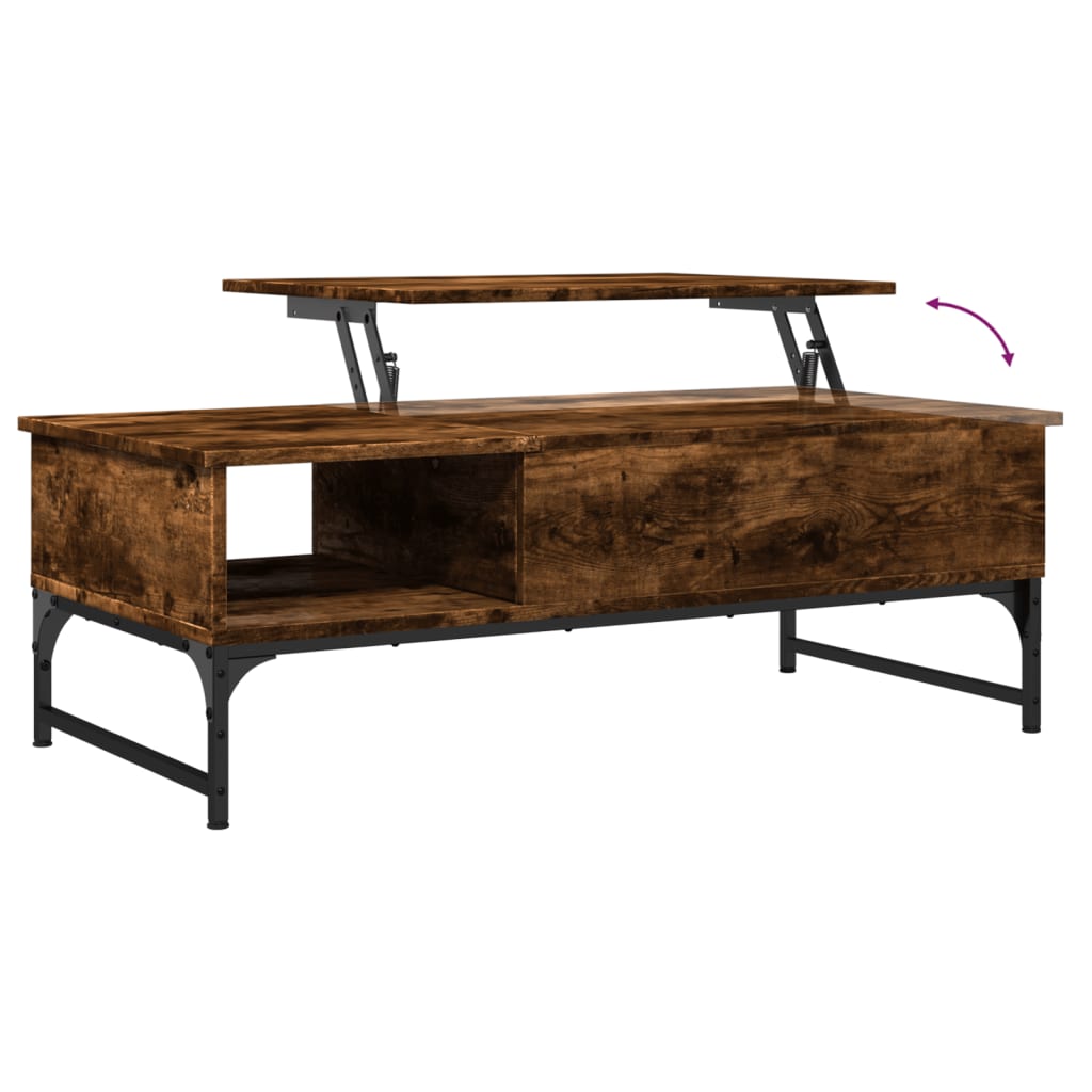 Table basse chêne fumé 100x50x35 cm bois d’ingénierie et métal - Tables basses