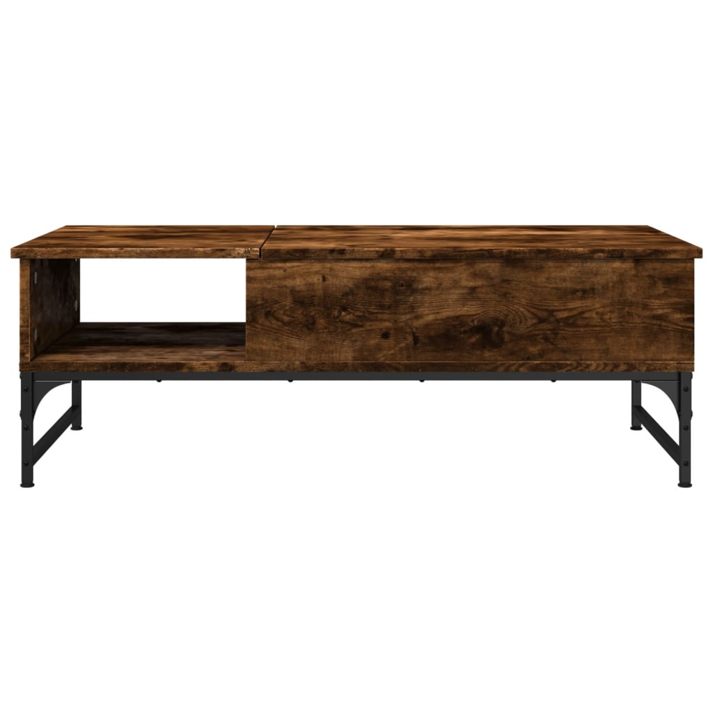 Table basse chêne fumé 100x50x35 cm bois d’ingénierie et métal - Tables basses