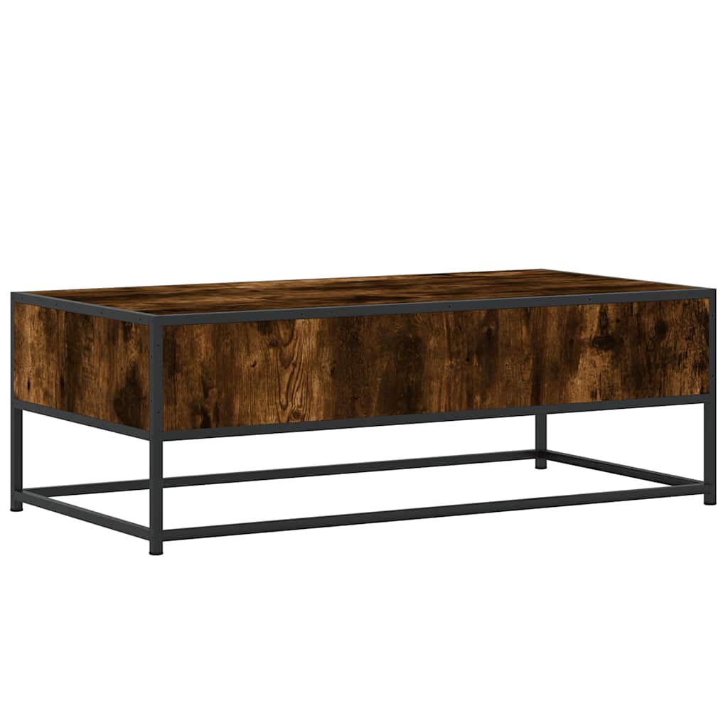 Table basse chêne fumé 100x50x35 cm bois d’ingénierie et métal - Tables basses