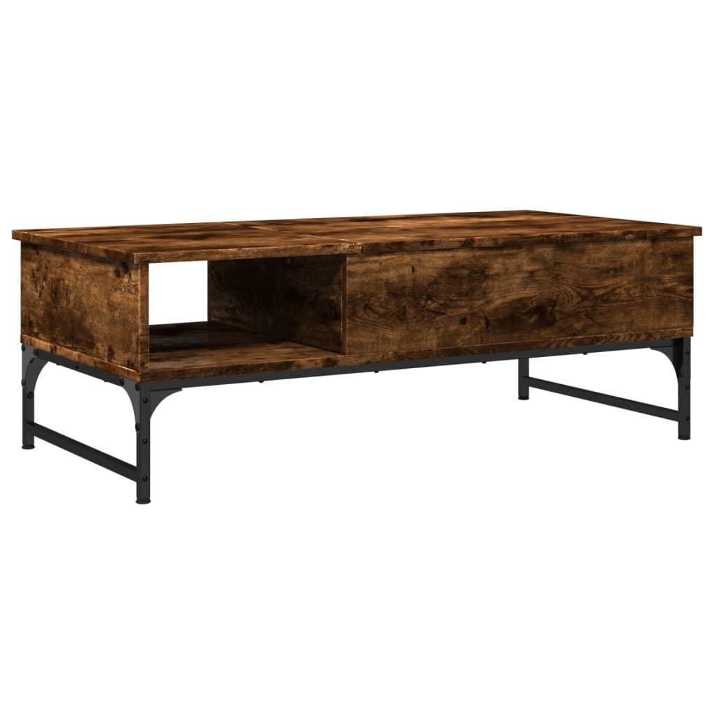 Table basse chêne fumé 100x50x35 cm bois d’ingénierie et métal - Tables basses