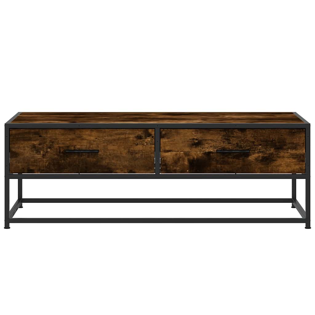 Table basse chêne fumé 100x50x35 cm bois d’ingénierie et métal - Tables basses